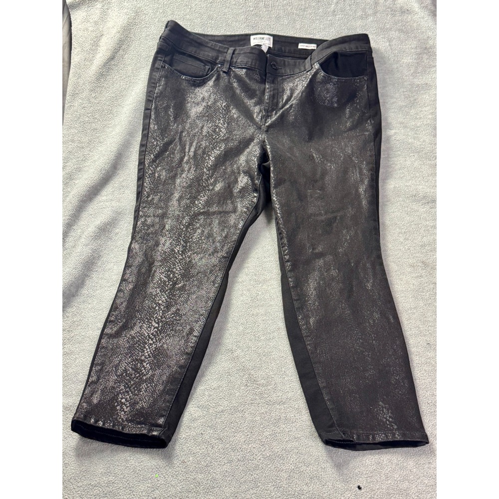 William Rast Womens 18W Black Metallic Snakeskin Perfect Ankle Skinny Jeans Plus